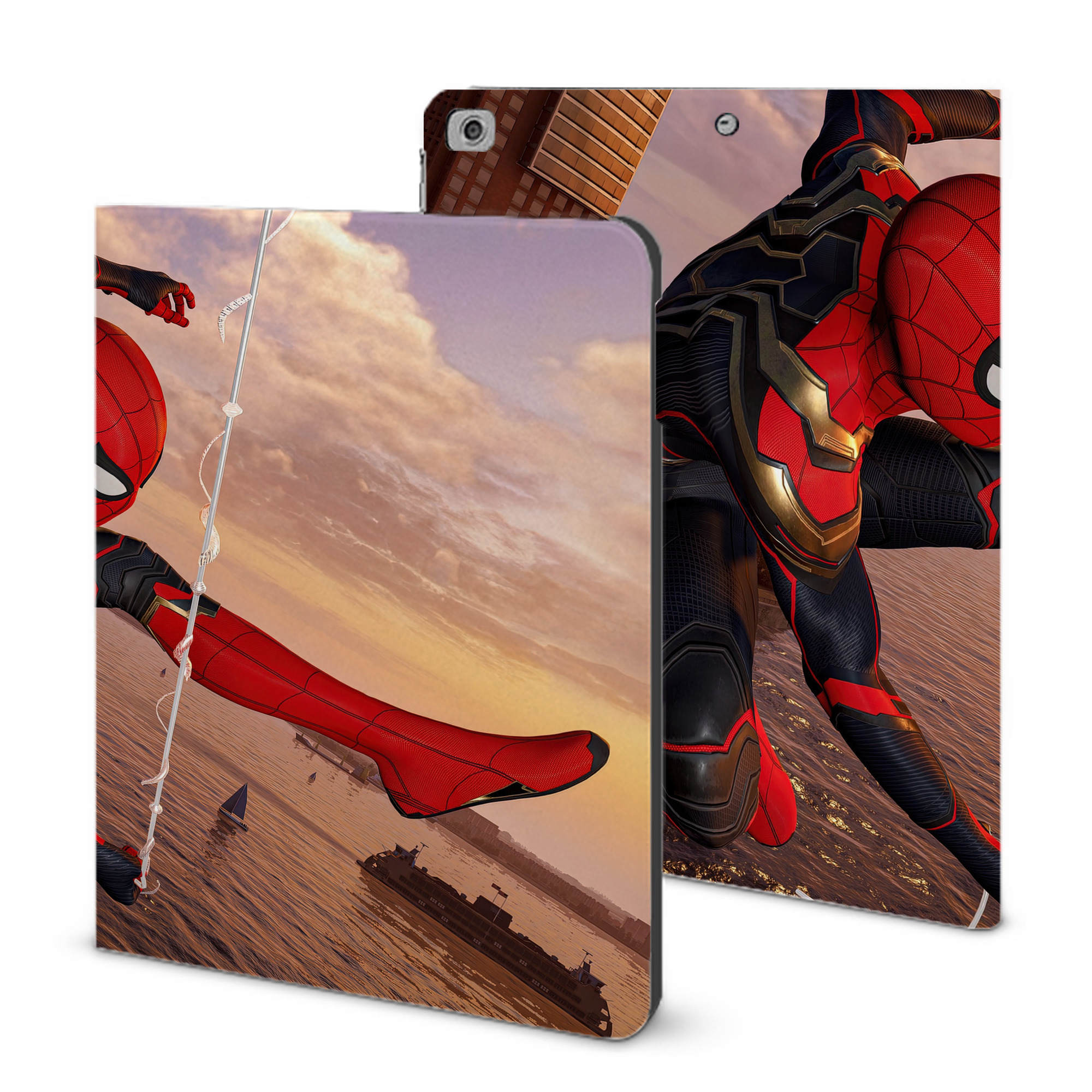 （画像用） Spider Man スパイダーマン IPad ケース ブック型 PUレザー TPU 耐衝撃 軽量 薄型 ペン収納なし 全面保護 IPad 各モデル対応